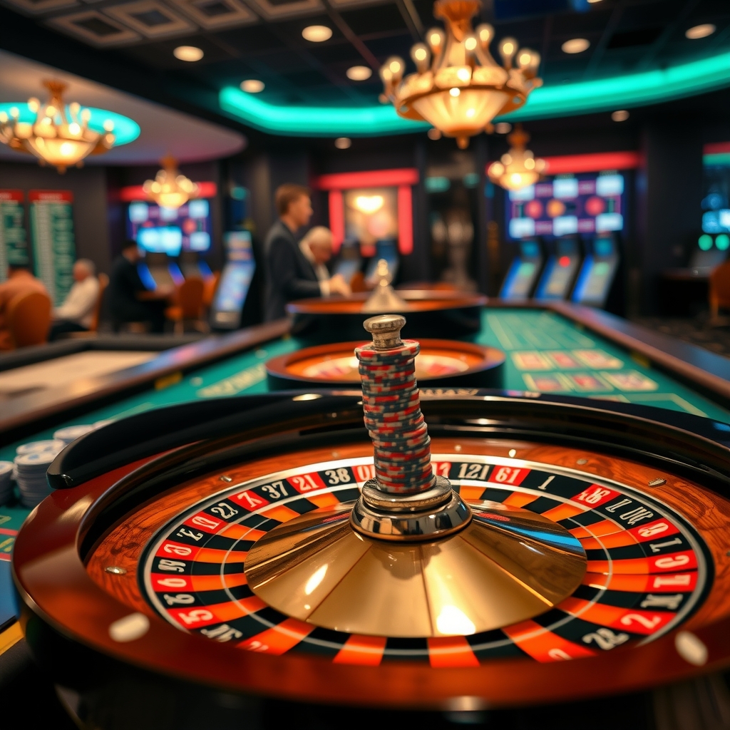 スポーツベット 日本の利用前にチェックしたい規約・入出金とSlots Casinos A close-up photograph of a classic casino roulette wheel with chips placed on the green table layout