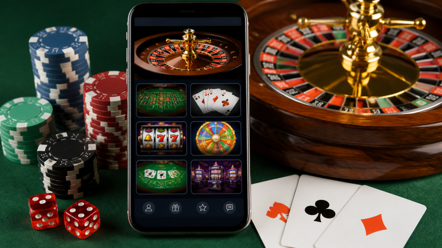 Singapore betting sites: A Guide to Making Informed Choices Smartphone showing a generic betting games interface beside a roulette wheel
