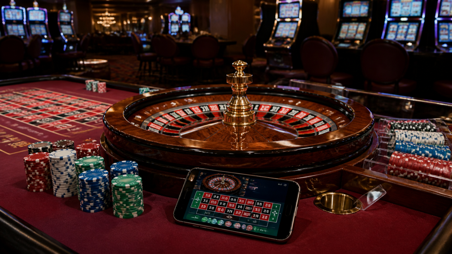 Baccarat trực tuyến: Cách Bảo Vệ Dữ Liệu Cá Nhân Khi Truy Cập Casino roulette table with online casino gaming on smartphone
